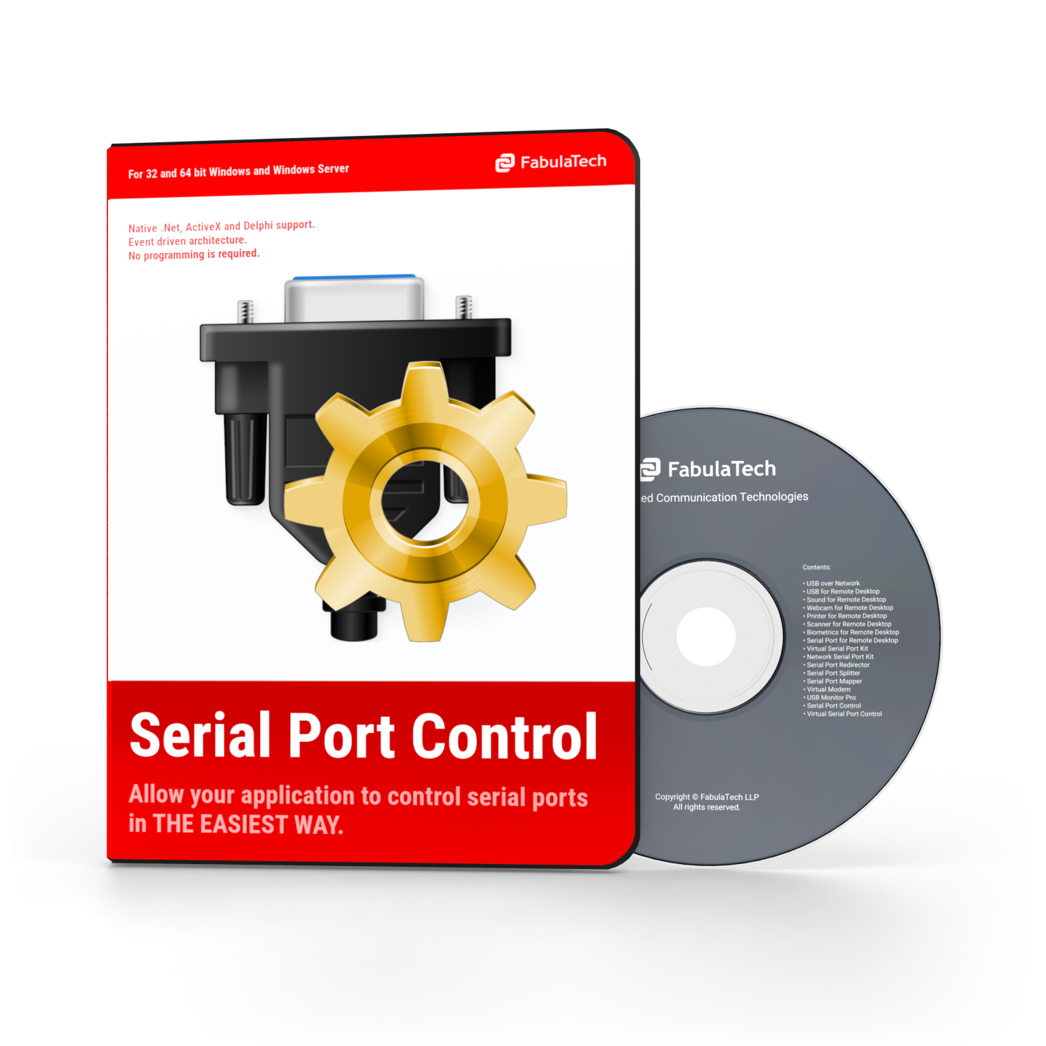 Serial Port Control box and CD, printable (png 1500x1500)