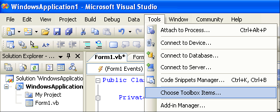 Tools menu